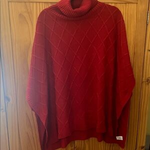 Women's Red Turtleneck Poncho Size M/L